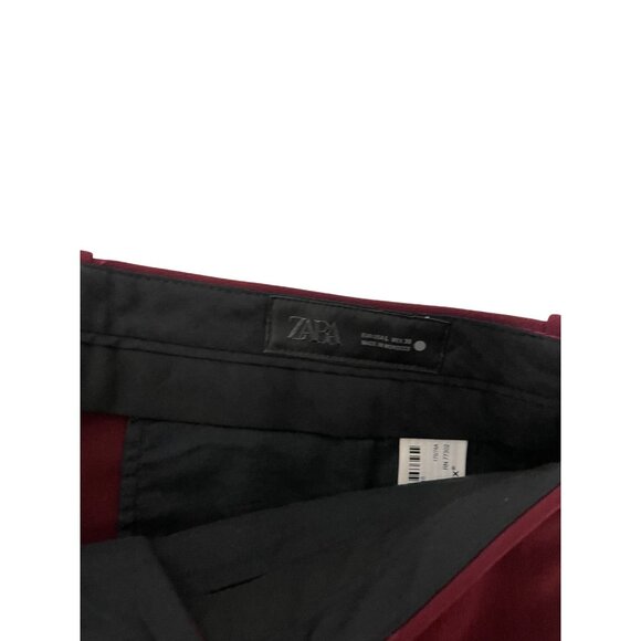 Zara ZW Womens Pants Large L red Burgundy High Waist Straight Leg 2244/119 NWT - Picture 7 of 15